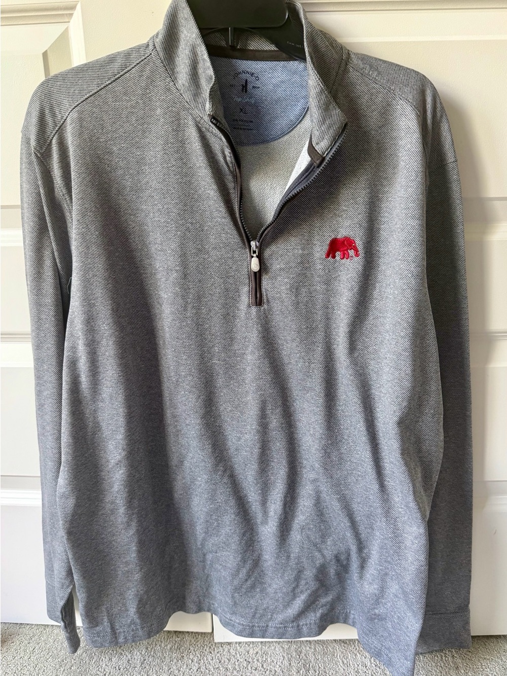 johnnie-O Gray Quarter-Zip Pullover with Red Elephant Logo
